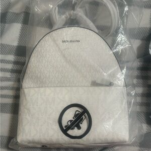 Michael Kors White Sheila Medium Logo Backpack
